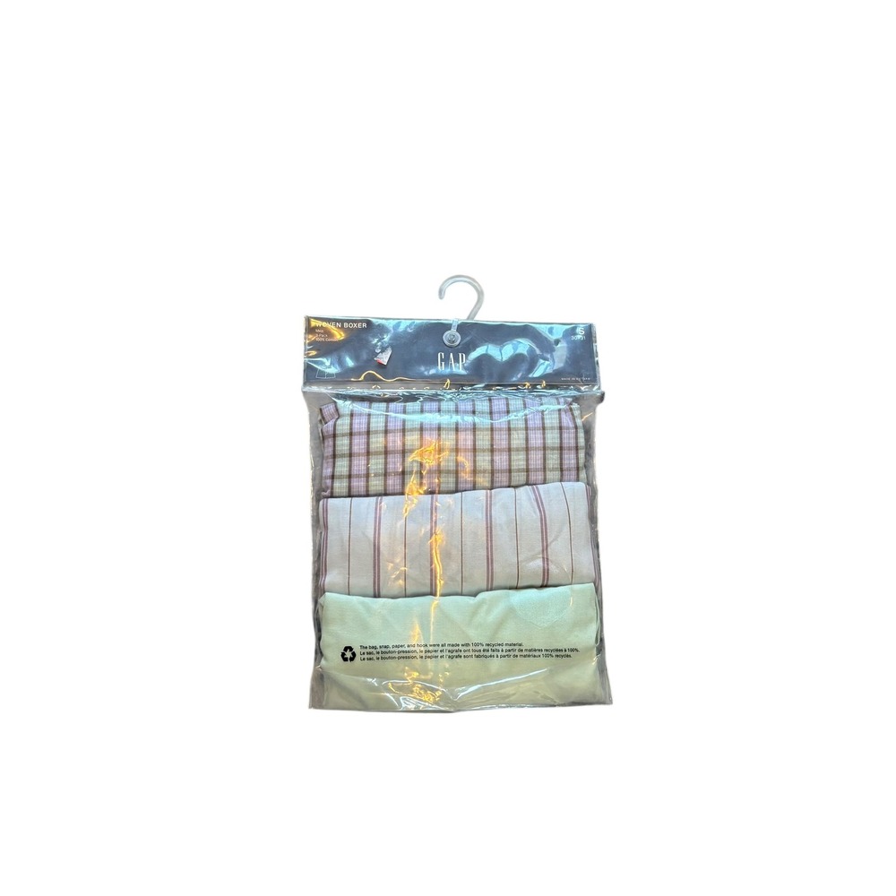 Gap‎ Mens 3-Pack Woven Boxers Size S 30-31 Plaid Striped Solid 100% Cotton NEW